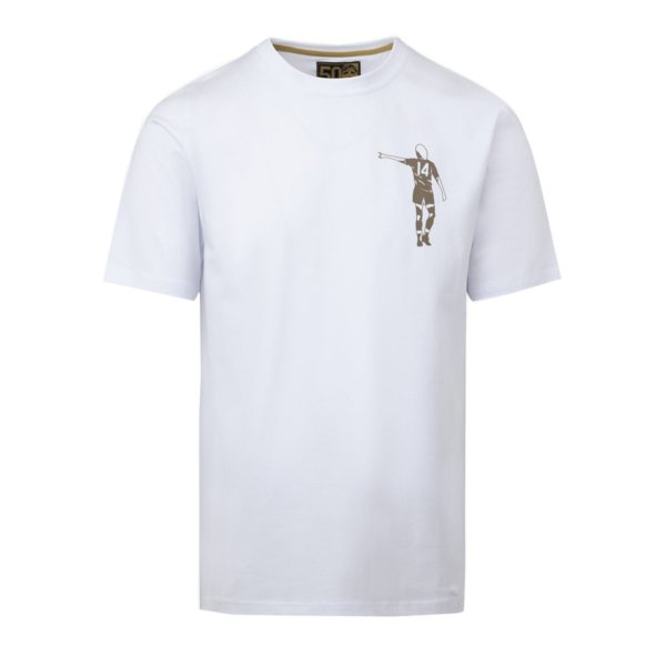 Cruyff - Dos Rayas Print T-Shirt - Wit/ Goud