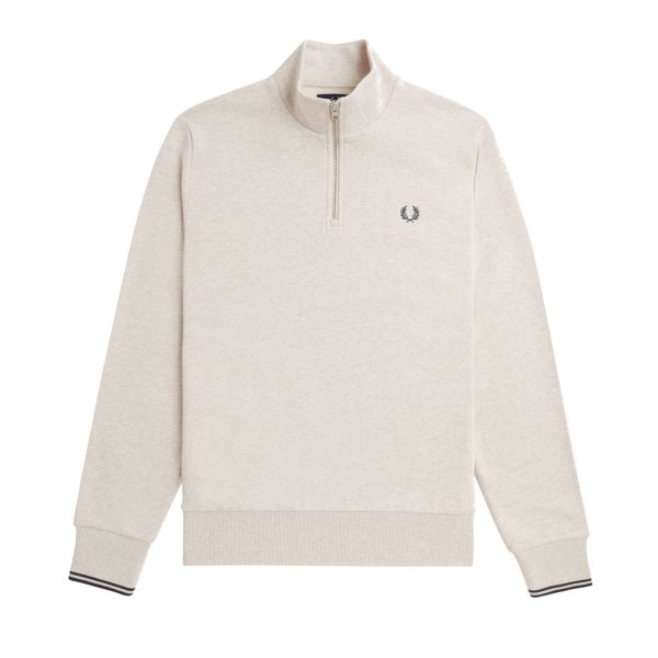 Fred Perry - Half Zip Sweatshirt - Porridge Marl/ Anchor Grey