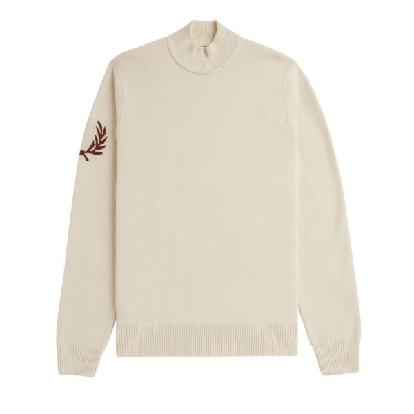 Fred Perry - Laurel Wreath Mock Neck Jumper - Oatmeal