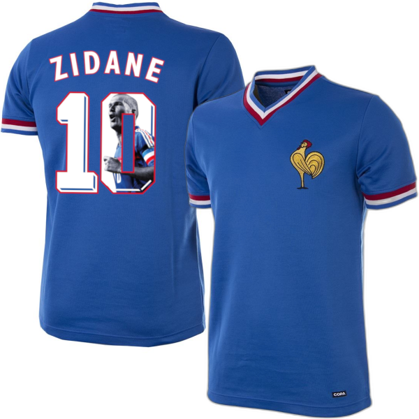 France Retro Football Shirt 1971 + Zidane 10 (Photo Style)