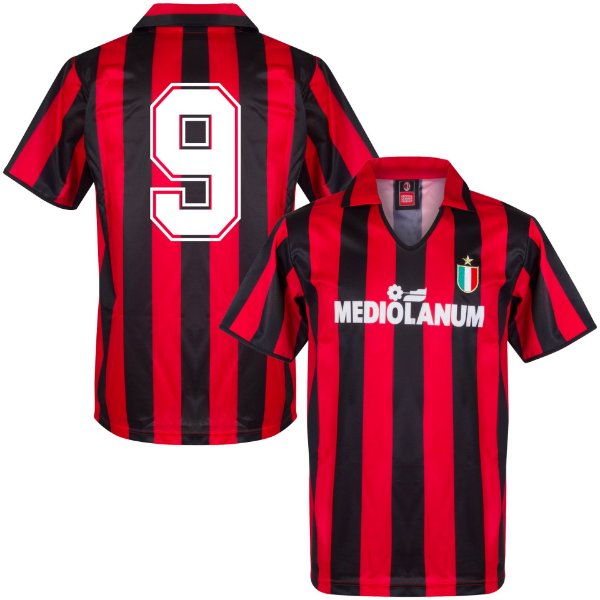 AC Milan Retro Voetbalshirt 1988-1989 + Nummer 9